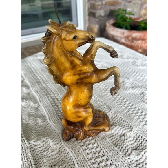 Vintage Mid Century Porcelain Rearing Horse Statue-Gold  Vintage Mid-Century Rearing Stallion Horse Statue Candle - 8\